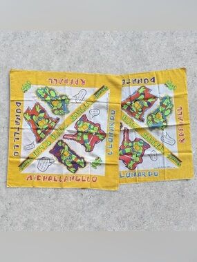 Vintage 90s Teenage Mutant Ninja Turtles Retro Colorful Bandana Lot Of Two
